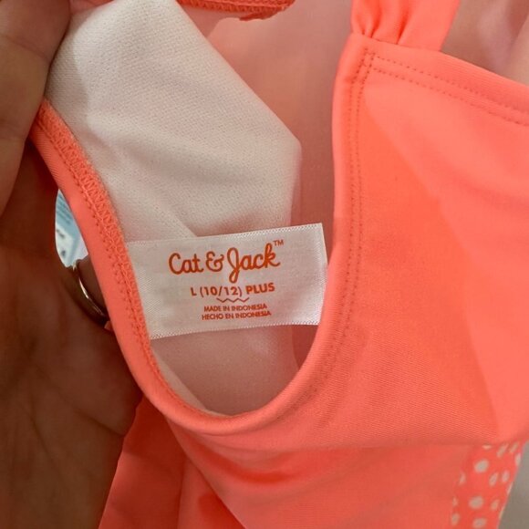 Cat & Jack Pink Polka‎ Dot Swimsuit L Plus - Picture 3 of 3